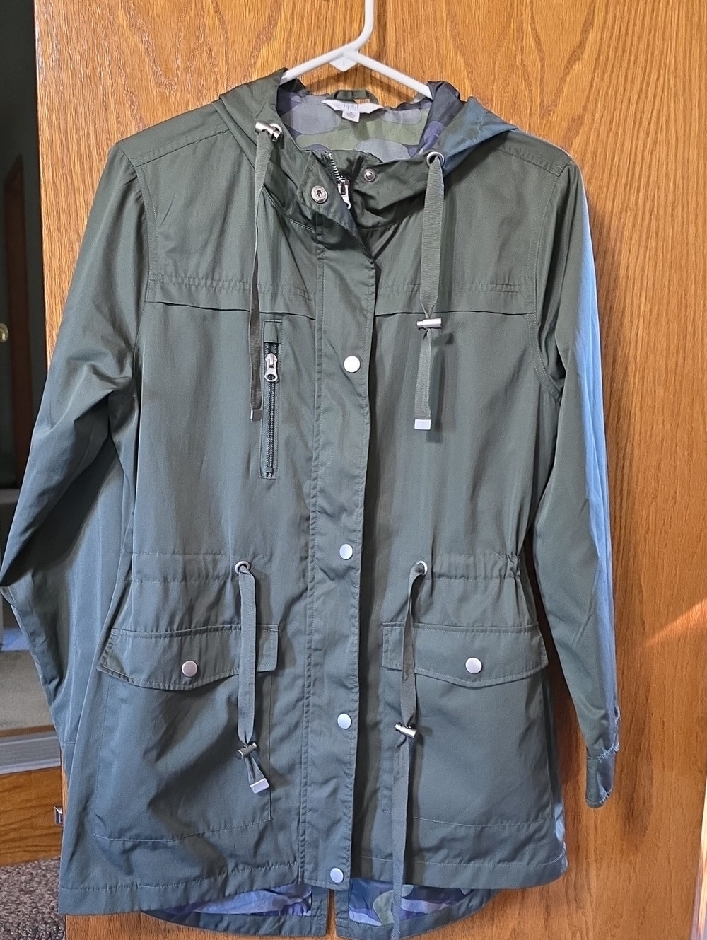 Time and Tru Olive Green Hooded Utility Jacket